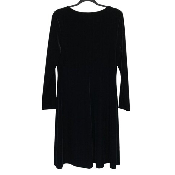 Tiana B. Dress Sz Large Black Velvet Velour Long Sleeve Dark Romantic Goth Fall - Picture 2 of 9